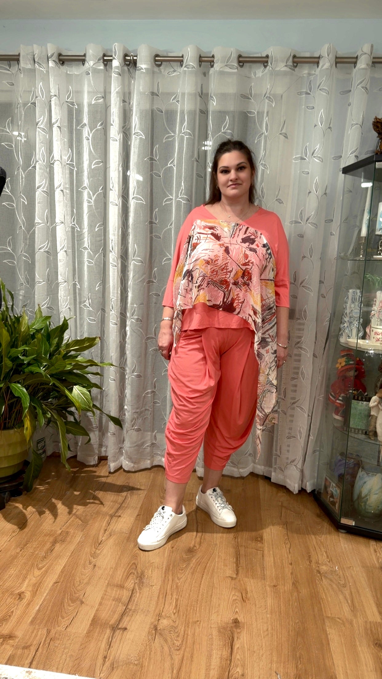 Coral Breeze Draped 2-Piece Set