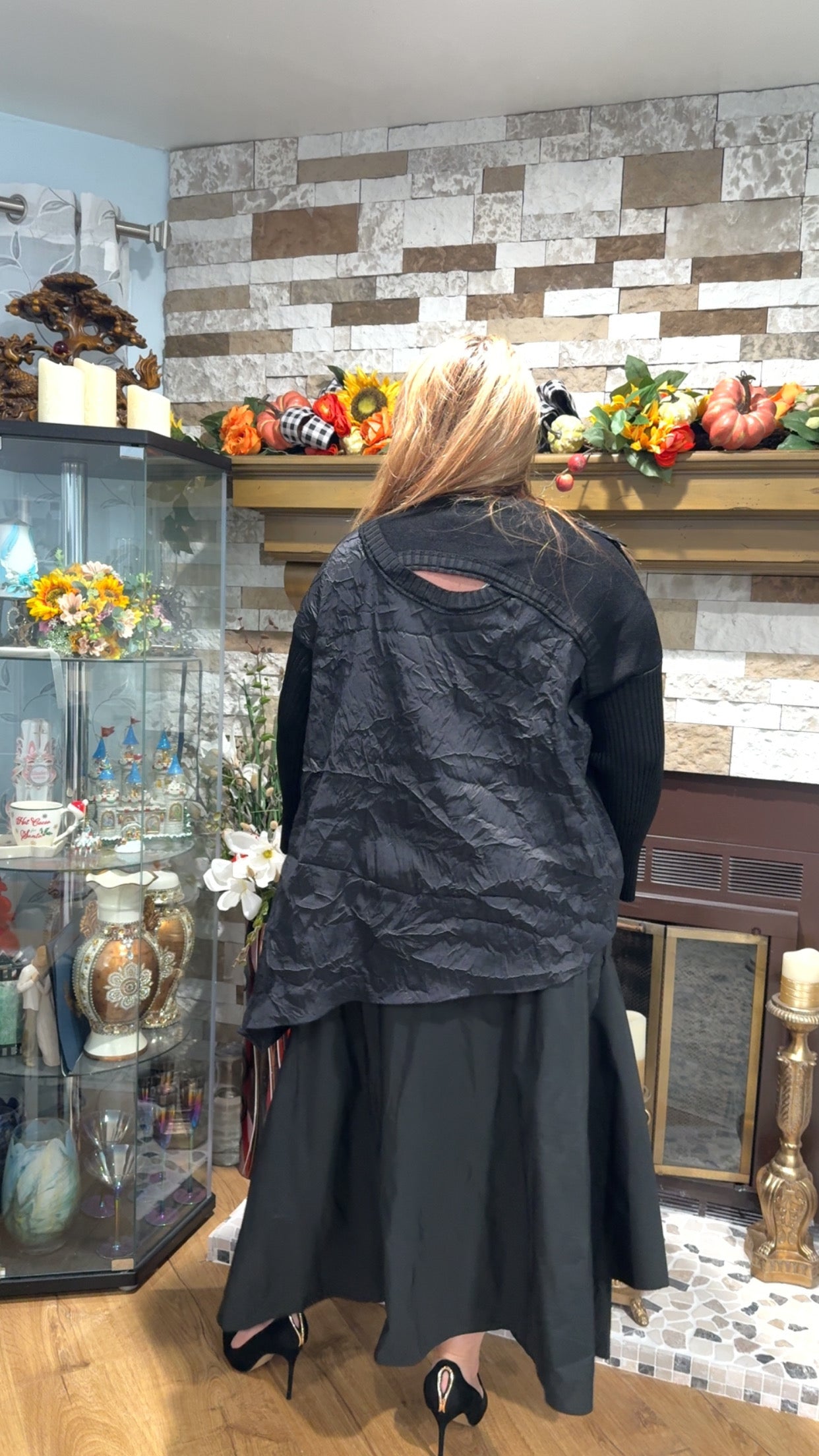 Bize Chic Tunic with Knitted Sleeves & Shoulder Zipper