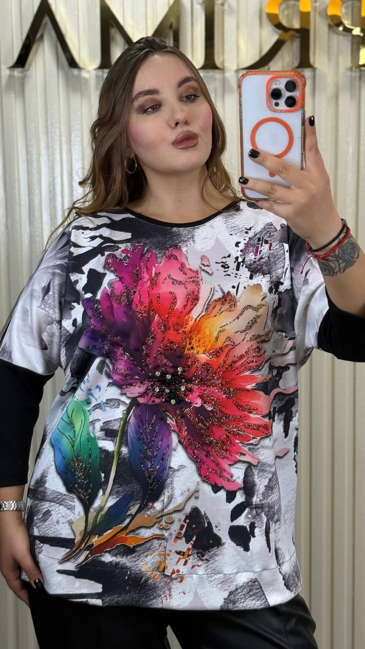 Amazing Bright Flower Blouse Top