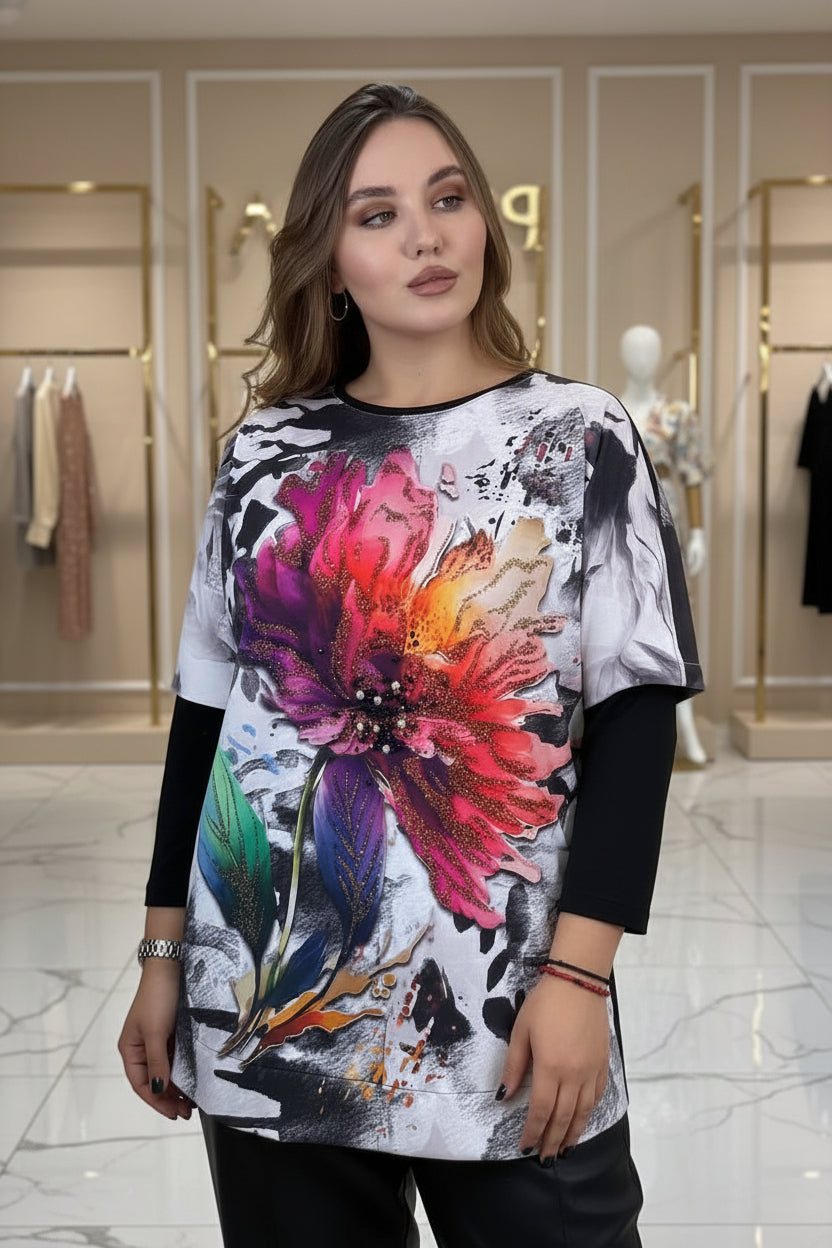 Amazing Bright Flower Blouse Top