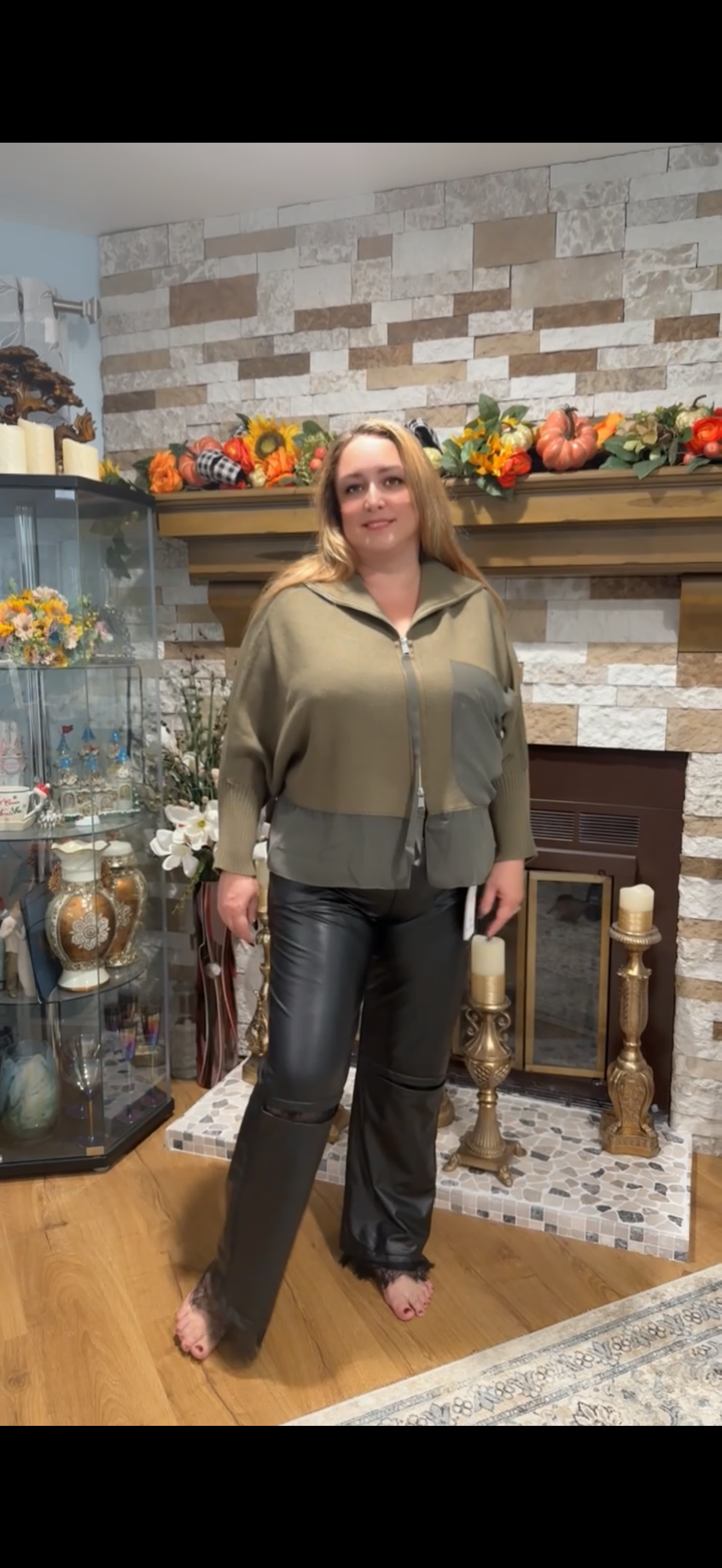 Bize Khaki Knitted Sweater