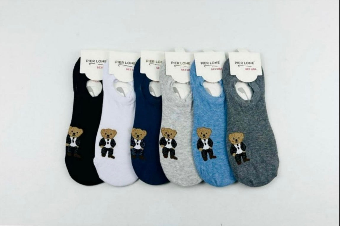 Pier Lone Teddy No Show Cotton Socks