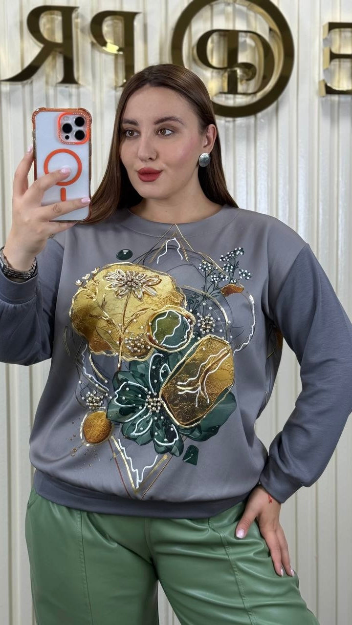 Elisa Fanti Pastel Abstract Floral Top