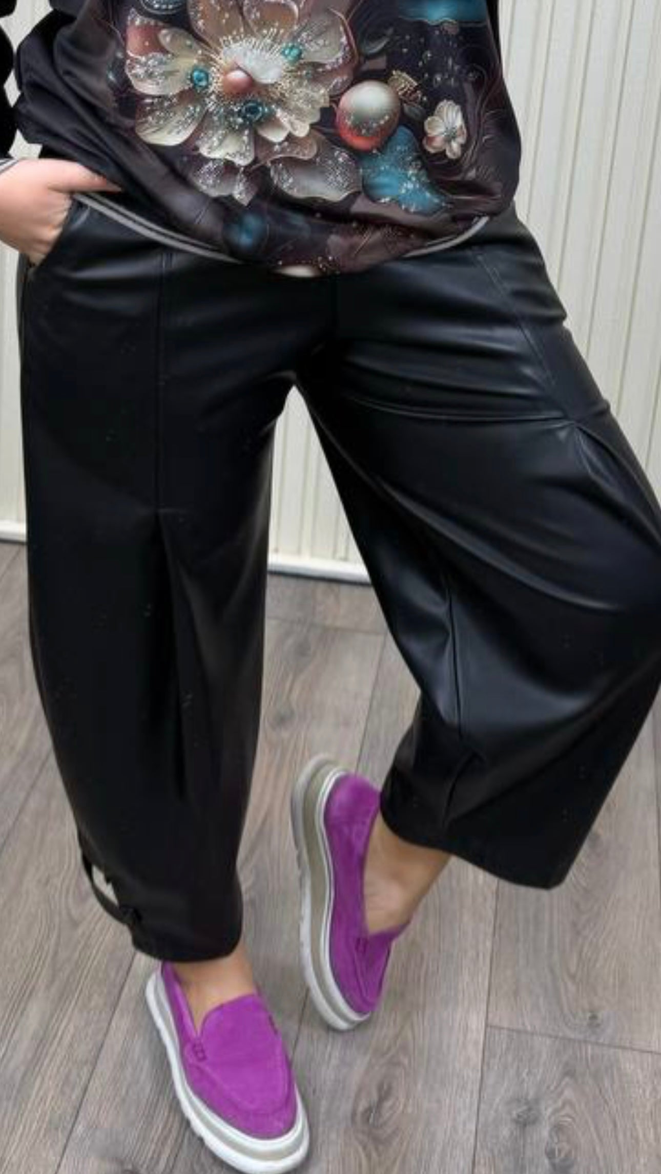 Black Eco Leather Pants