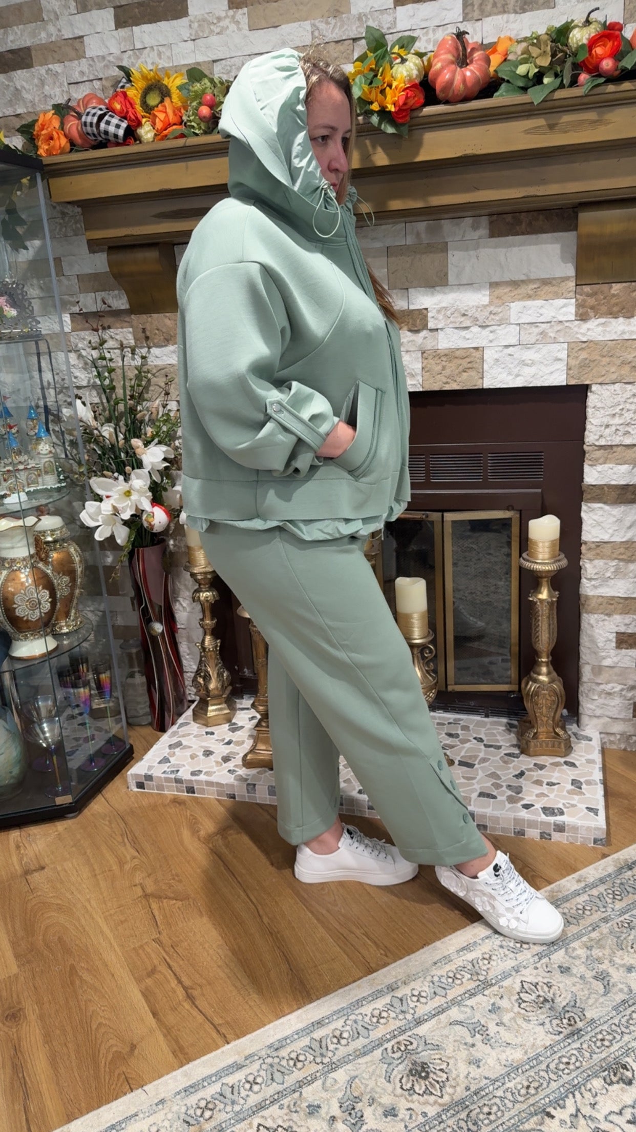 Bize Mint Jersey Suit with Pants & Hooded Bomber