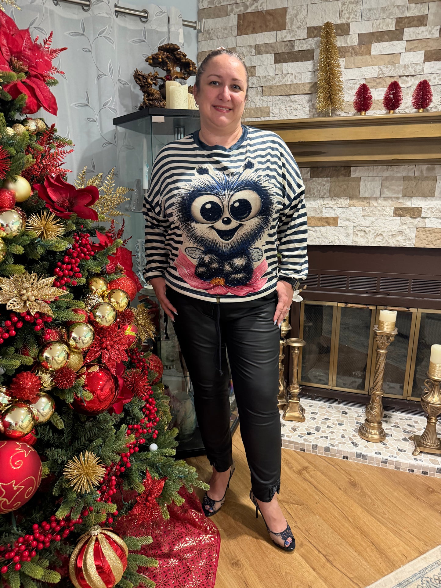 Striped Zhuzha Graphic Top