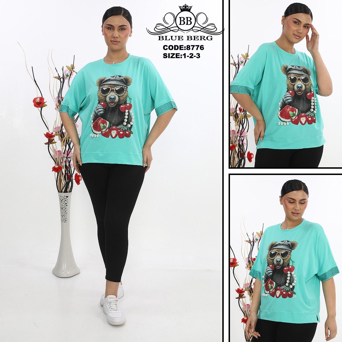 Blue Berg Bear with Fruits T-shirt