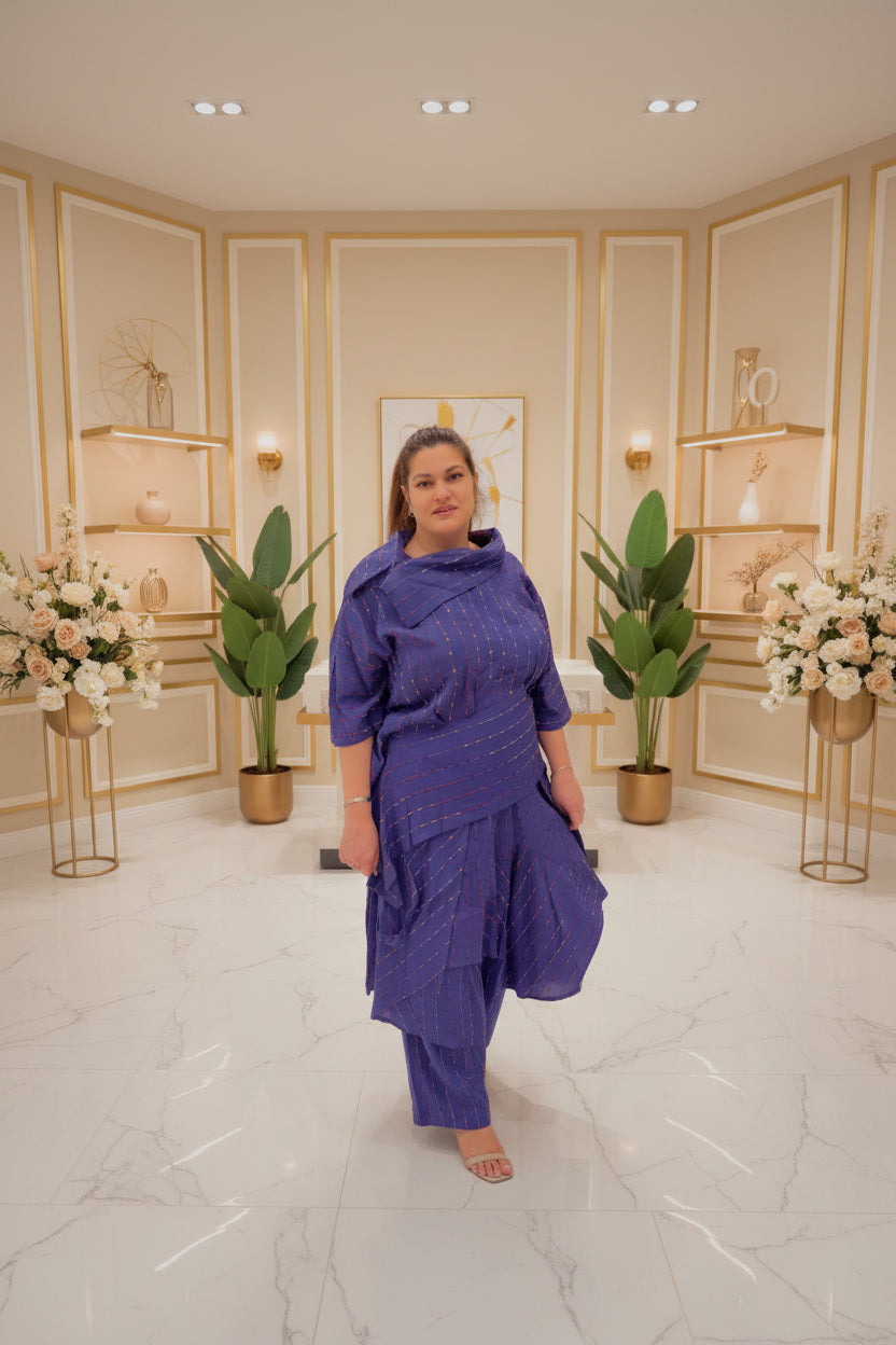 Indigo Luxe Draped 2-Piece Set