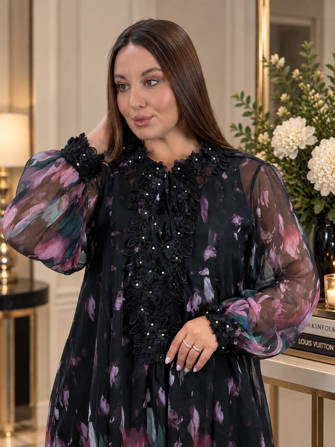 Tall Floral Chiffon Maxi Dress with Soft Knit Lining
