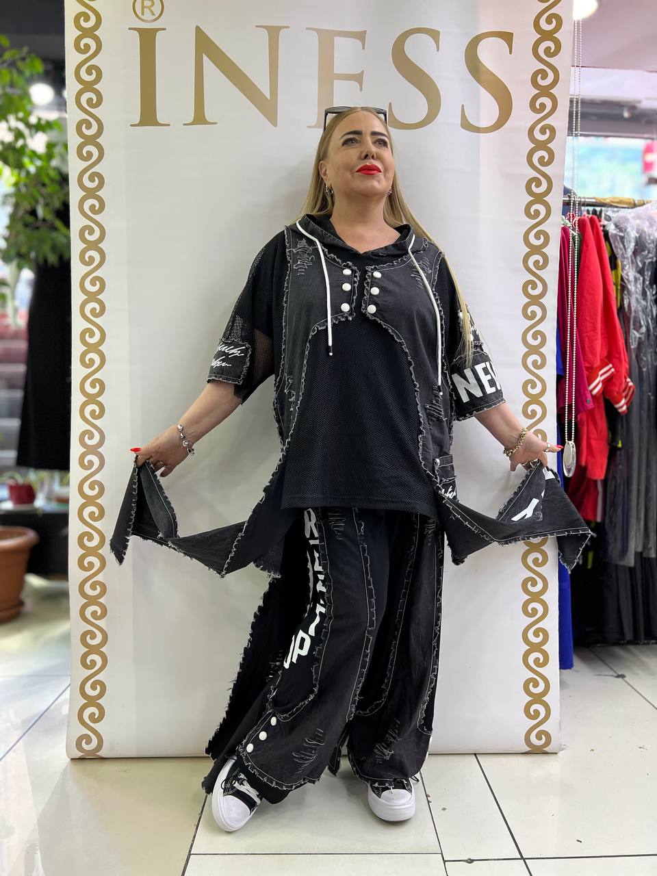 Riberance Denim Chic Tunic and Pants Set