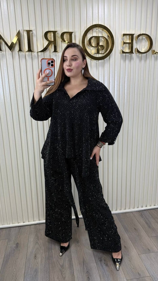 Sparkling Stretchy Pant Suit – Shine Like a Star ✨