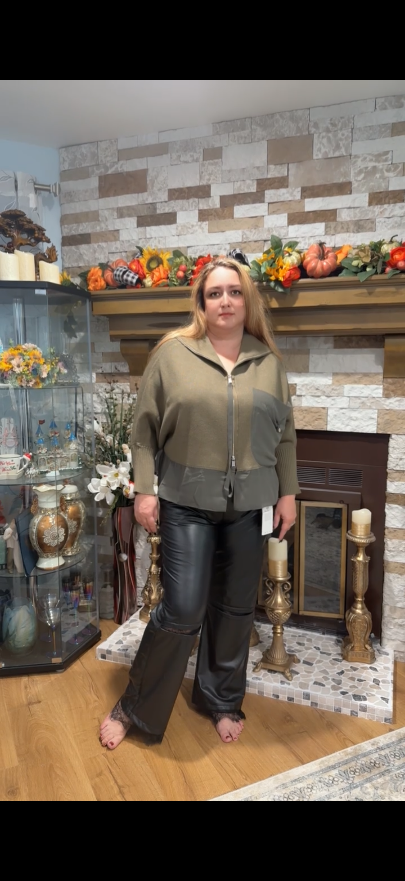 Bize Khaki Knitted Sweater