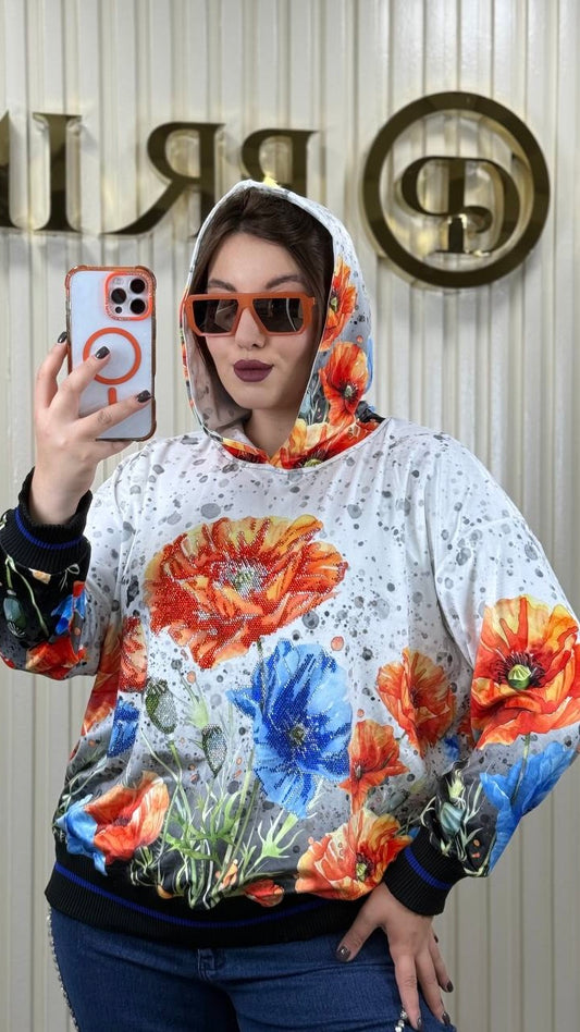 Dolce Prima Plush Poppy Flower Hoodie