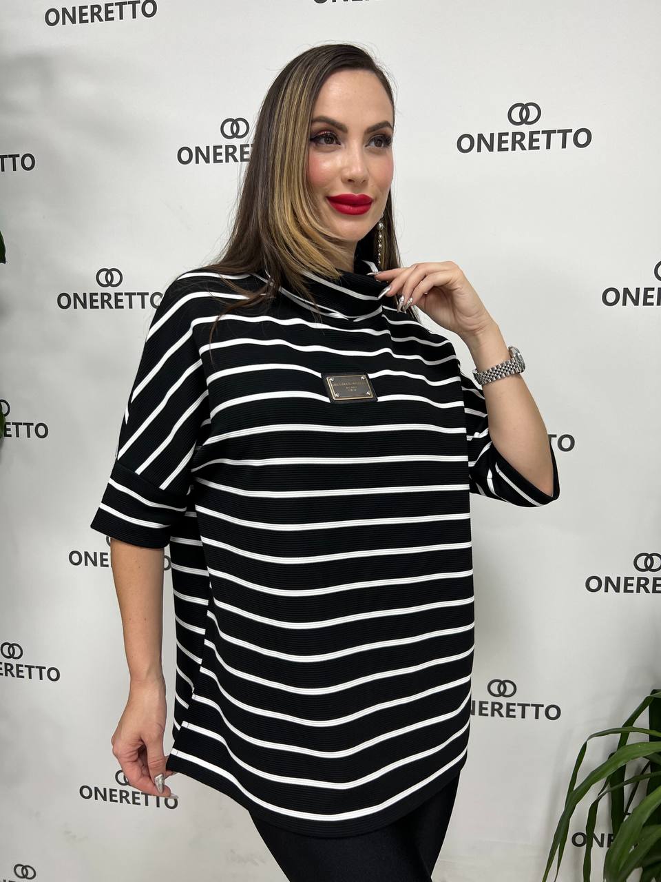 OneRetto Miralina 3/4 Sleeve Striped Top