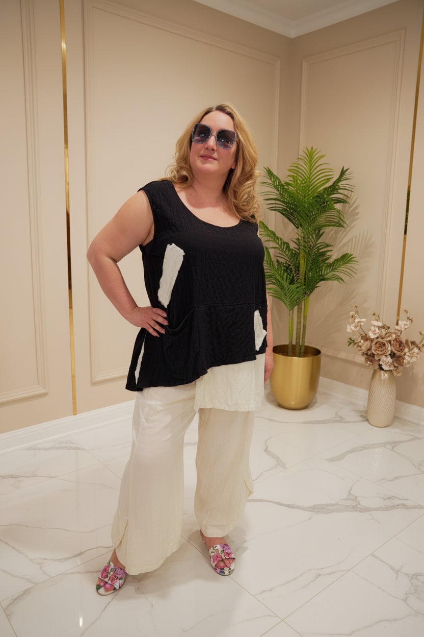 Monochrome Breeze Relaxed Two-Piece Set