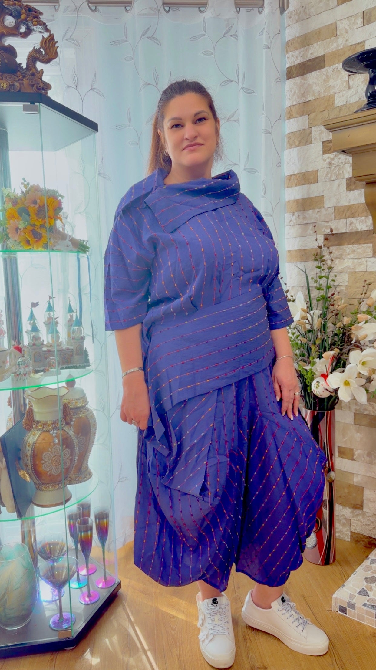 Indigo Luxe Draped 2-Piece Set