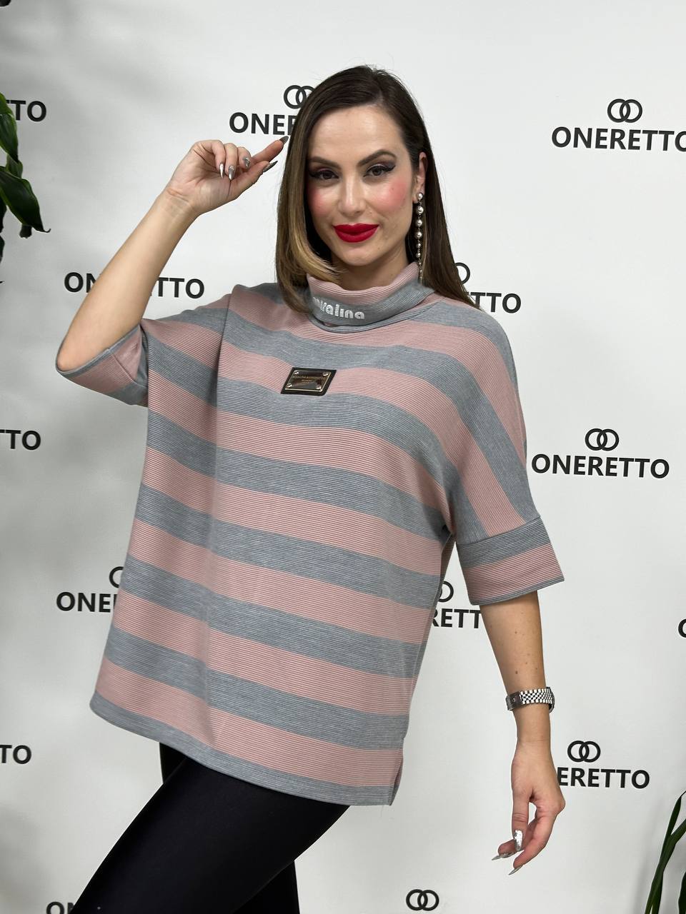 OneRetto Miralina 3/4 Sleeve Striped Top