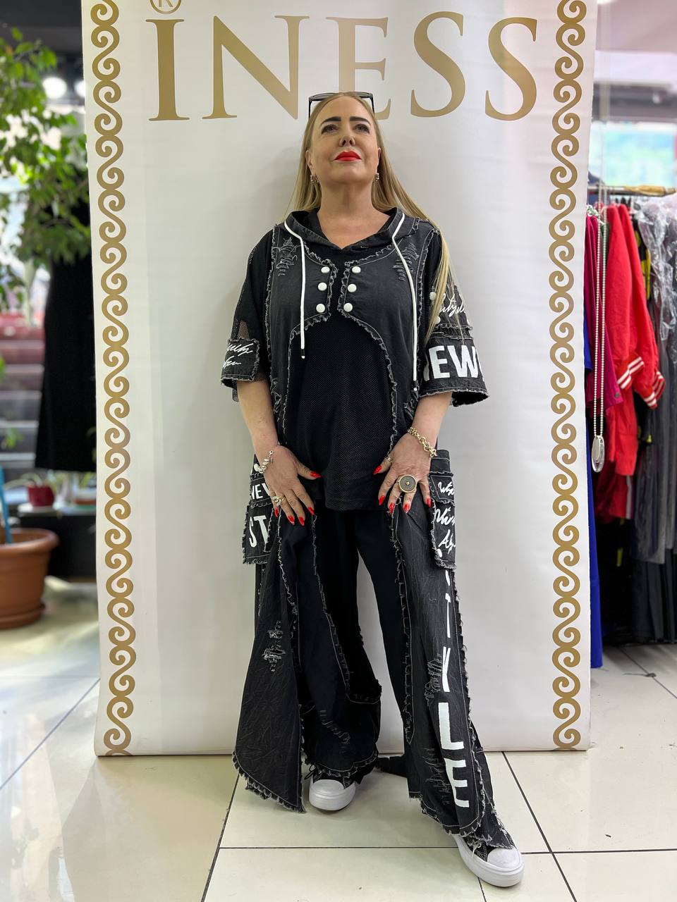 Riberance Denim Chic Tunic and Pants Set