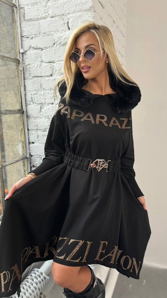 Paparazzi Dress Tunic with fur Hood