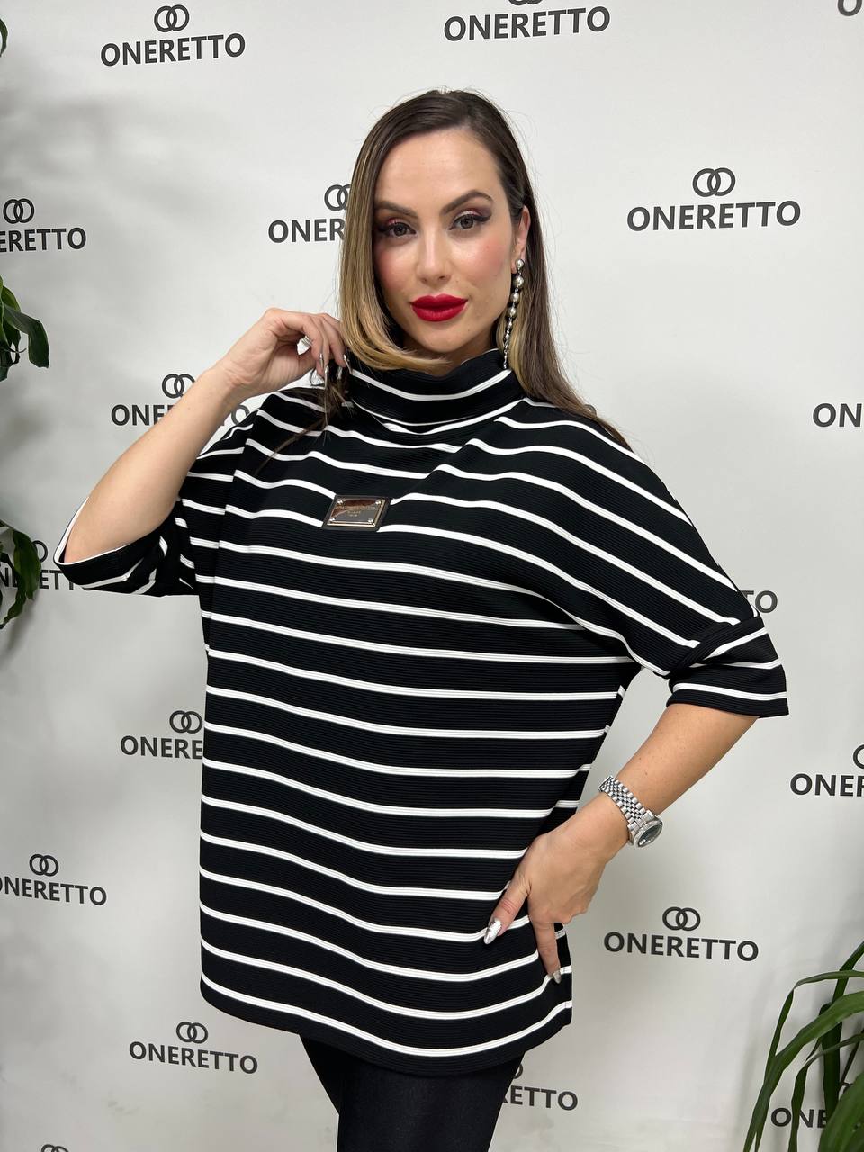 OneRetto Miralina 3/4 Sleeve Striped Top