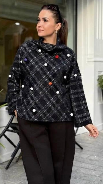 Bize Cozy Plush Pompon Sweater