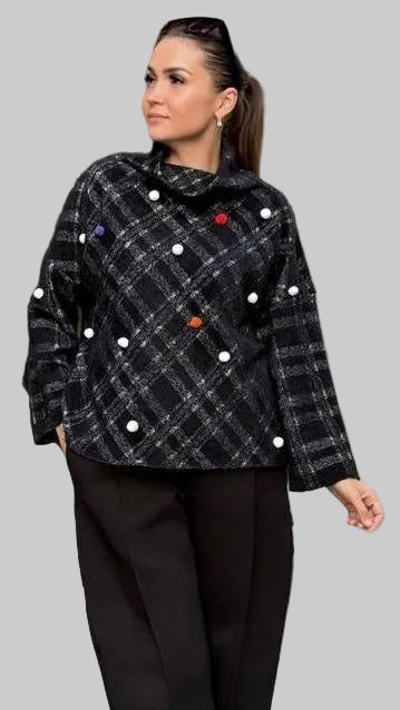 Bize Cozy Plush Pompon Sweater