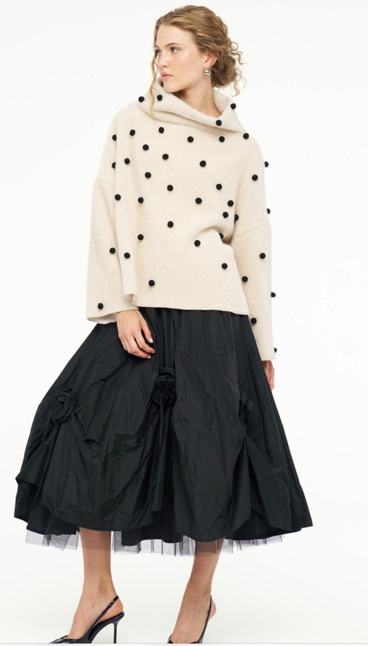 Bize Cozy Plush Pompon Sweater