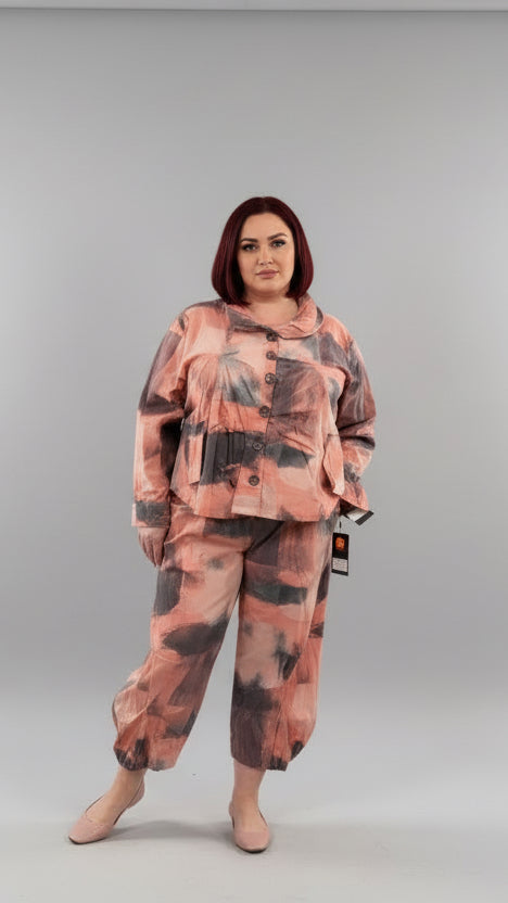 Colorblock Pastel Suit – Banana Style Pants & Short Jacket Set