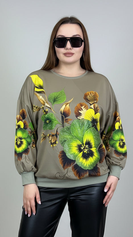 Pansy Floral Oversized Top