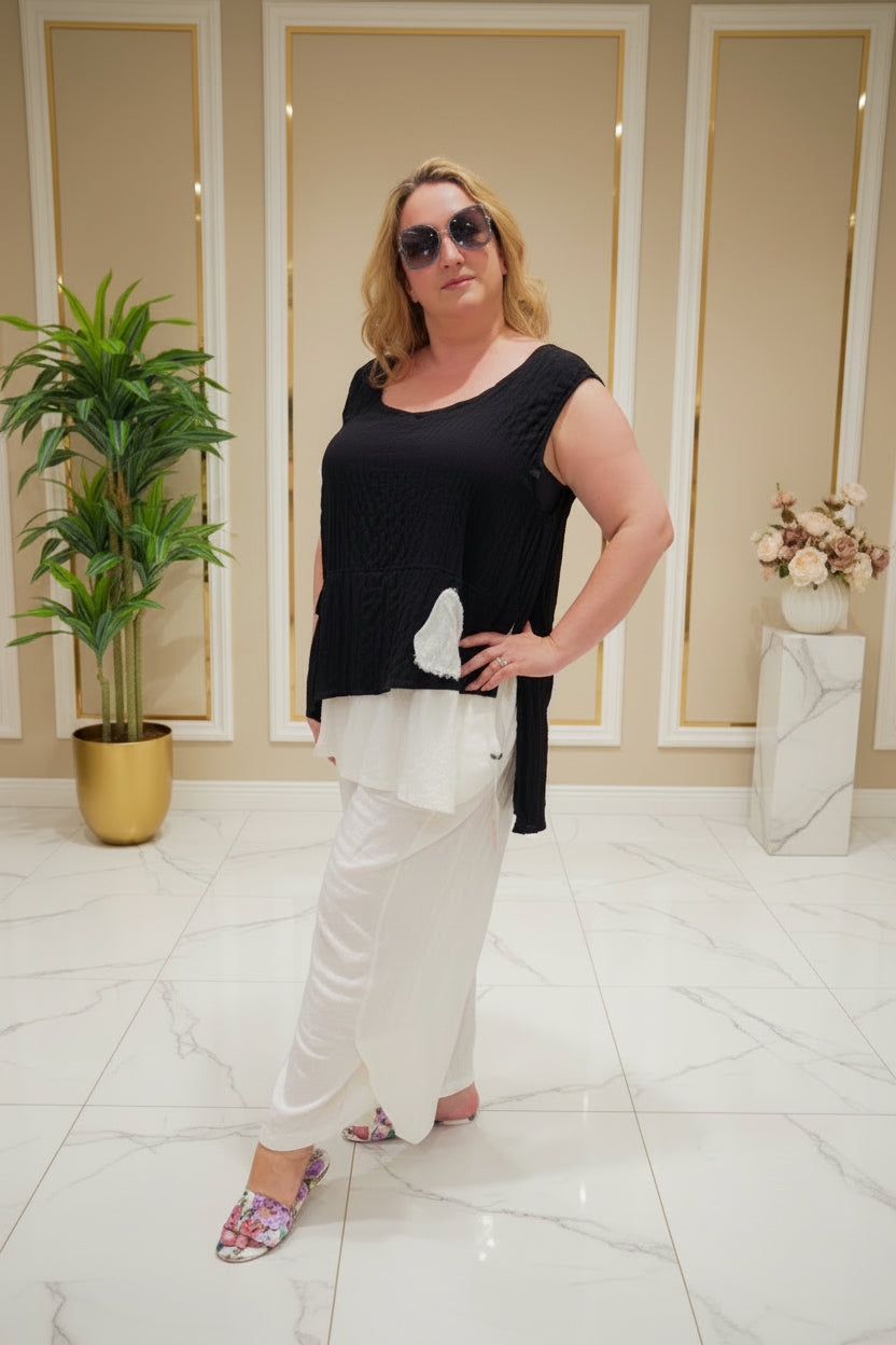 Monochrome Breeze Relaxed Two-Piece Set