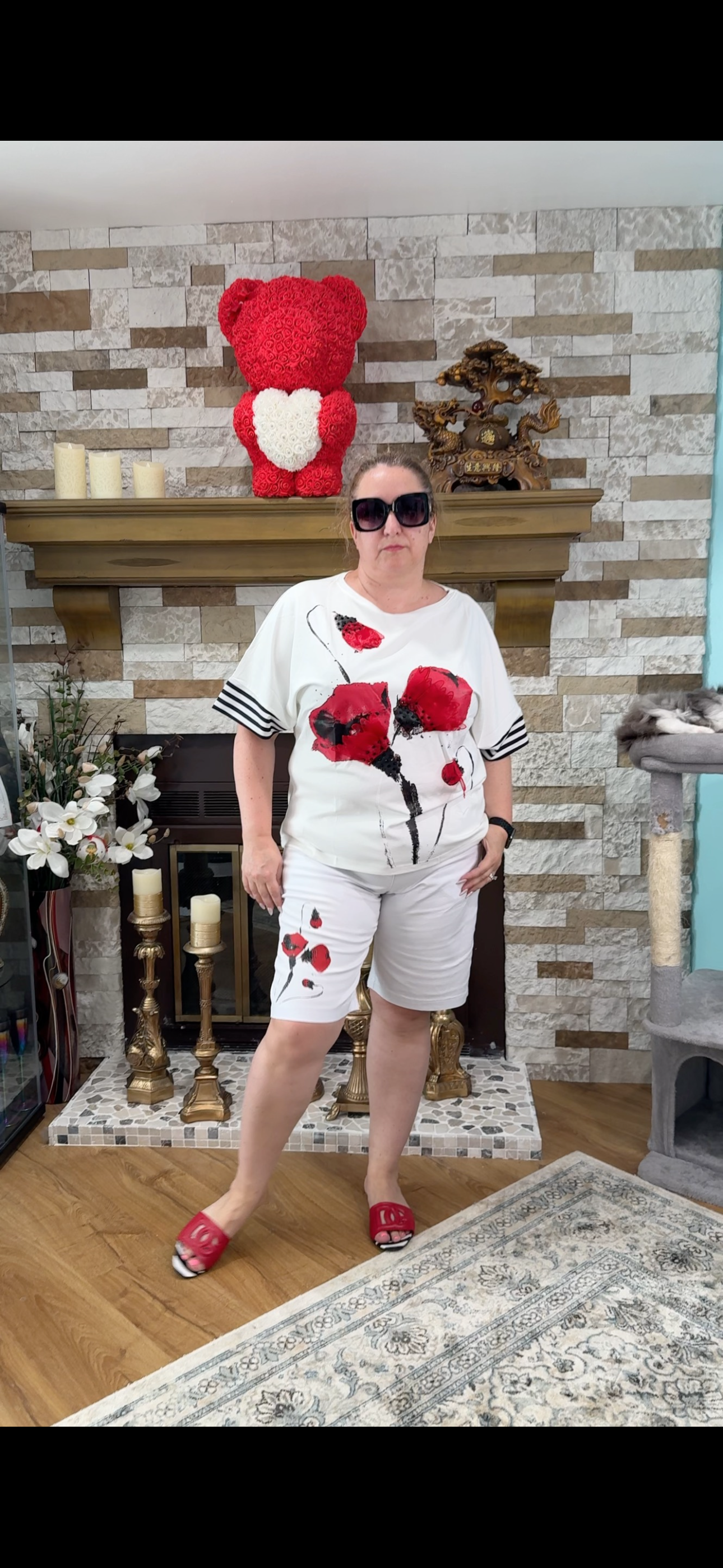 Lamaxx Shorts with Poppy Flower Design