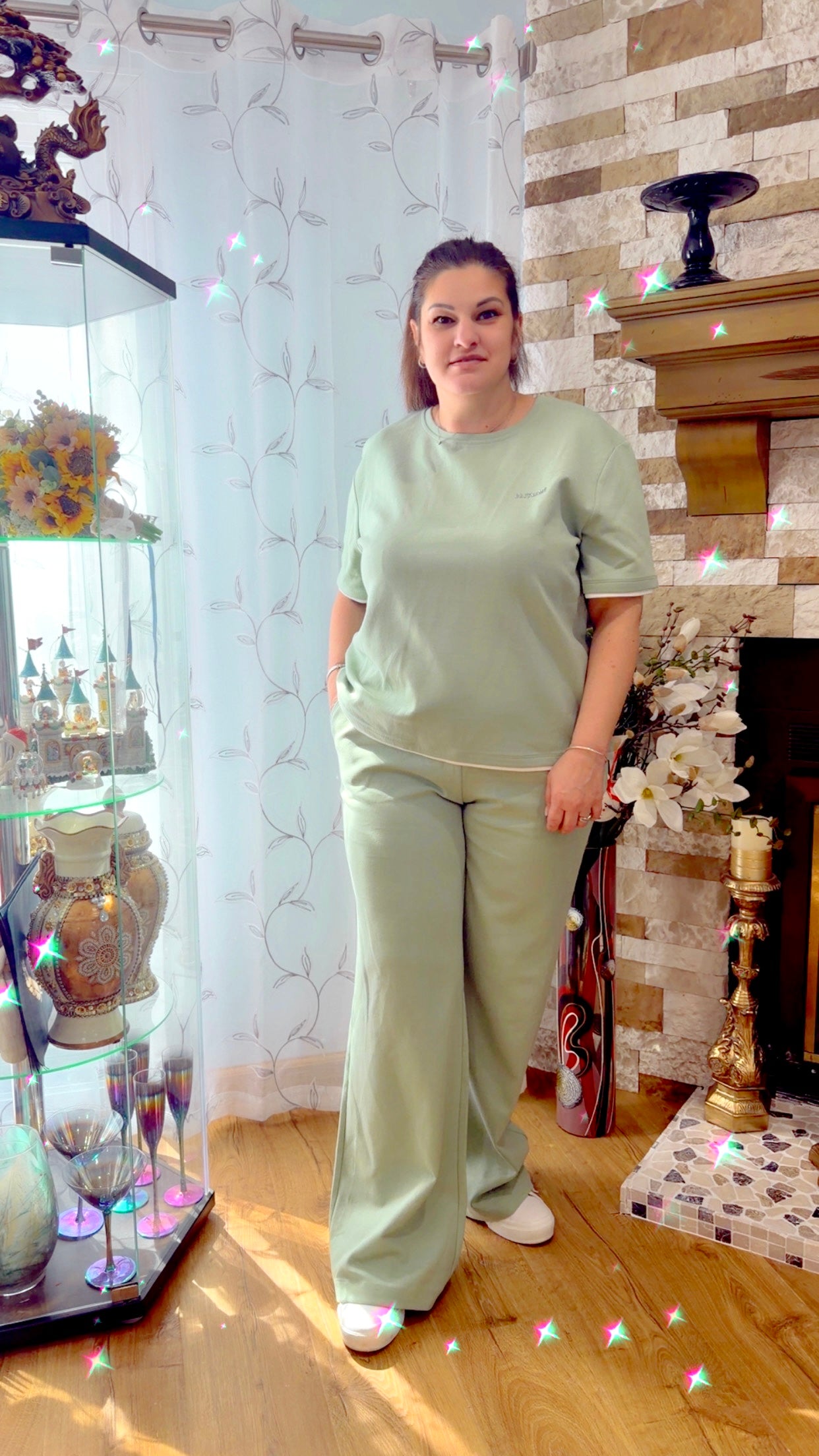 Sage Green Two-Piece Sport Suit Set - Comfortable Athleisure Tracksuit