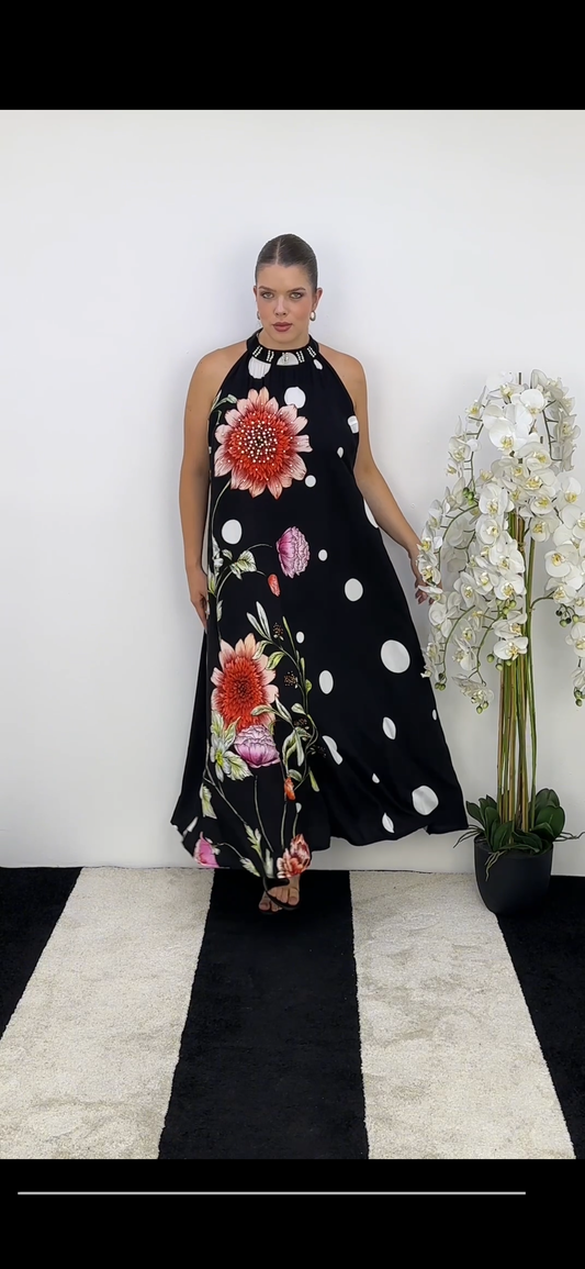 Darkwin Polka Dot Floral Dress