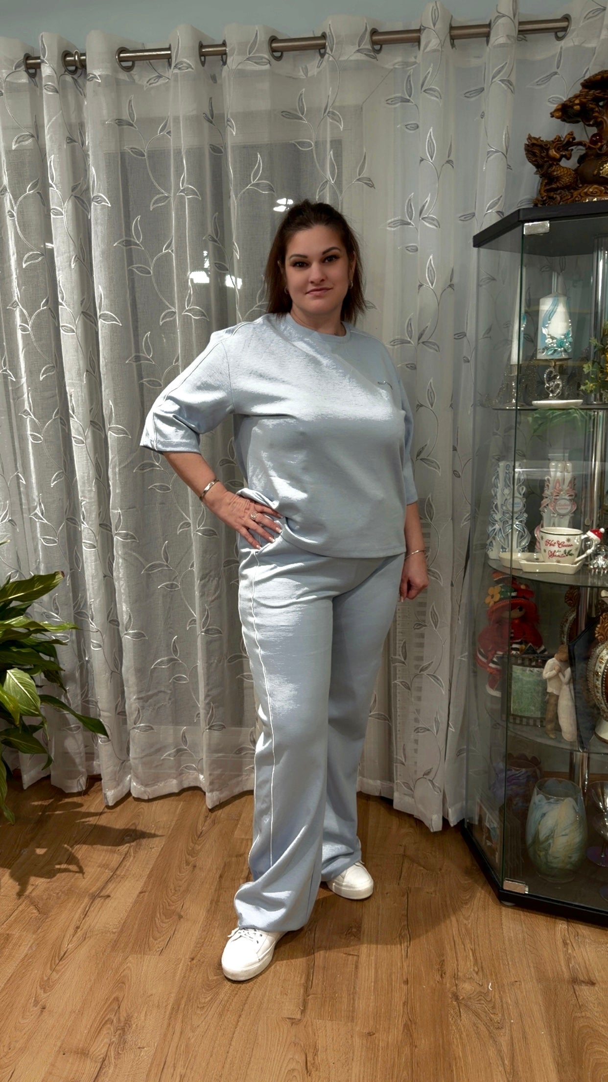 Baby Blue Two-Piece Sport Suit Set - Soft Athleisure Tracksuit