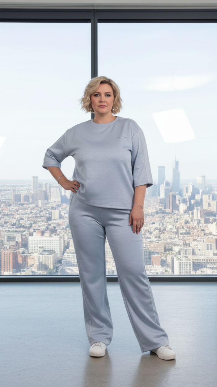 Baby Blue Two-Piece Sport Suit Set - Soft Athleisure Tracksuit