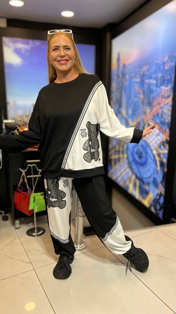 Color block Suit ( Teddy Bear design)