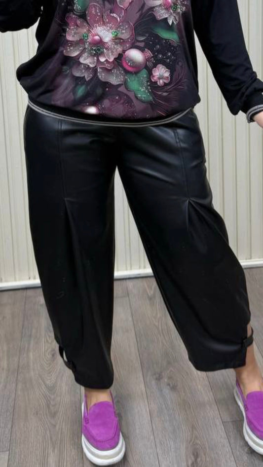 Black Eco Leather Pants