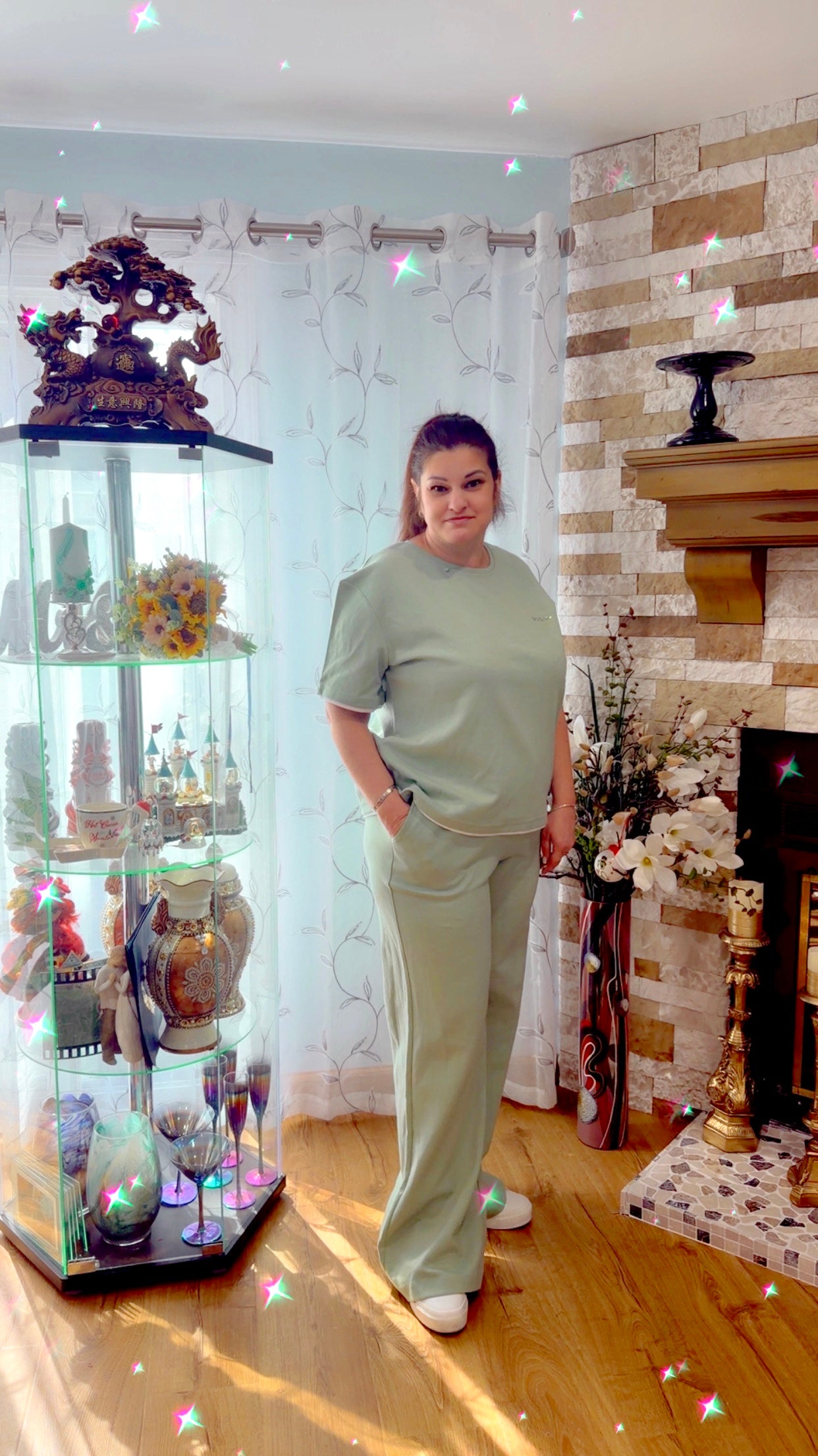 Sage Green Two-Piece Sport Suit Set - Comfortable Athleisure Tracksuit