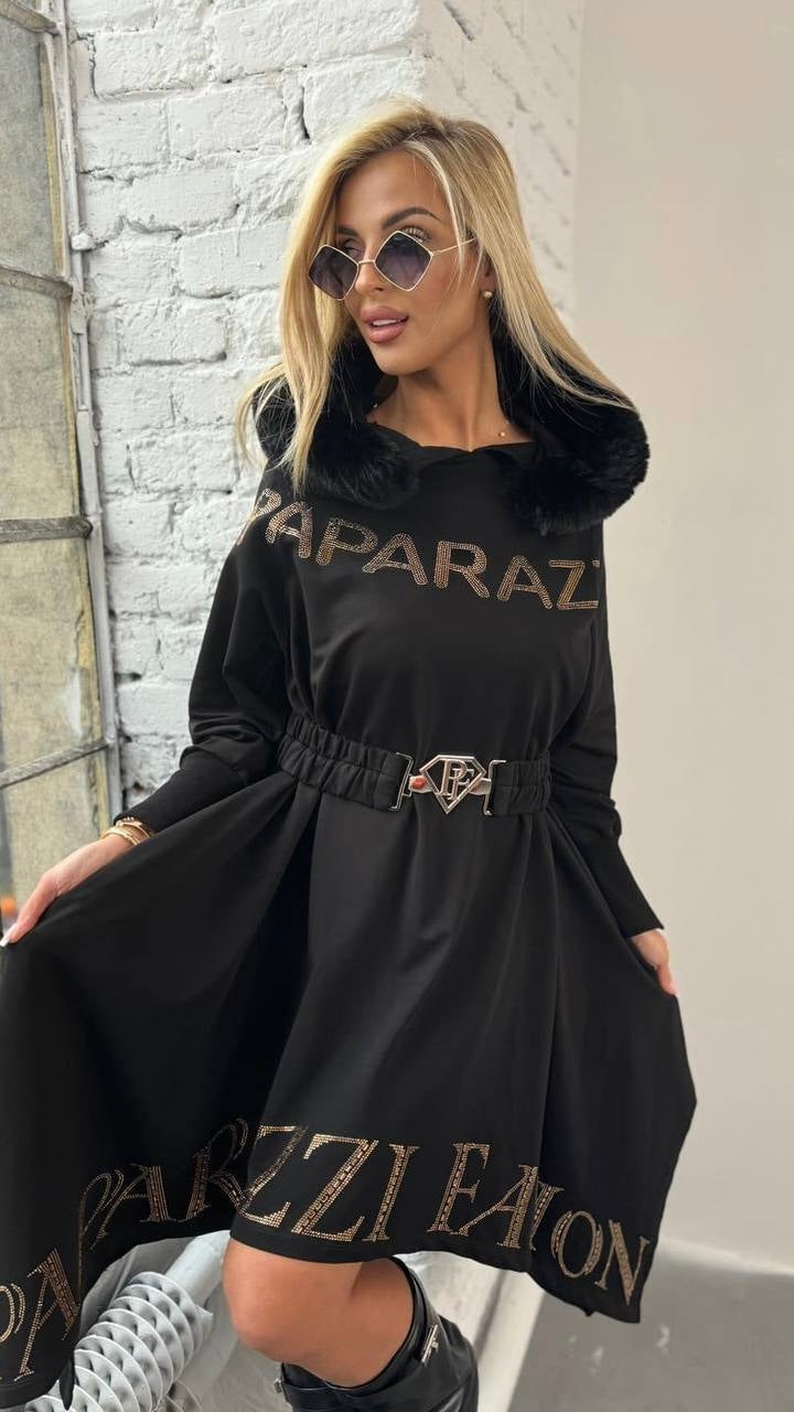 Paparazzi Dress Tunic with fur Hood