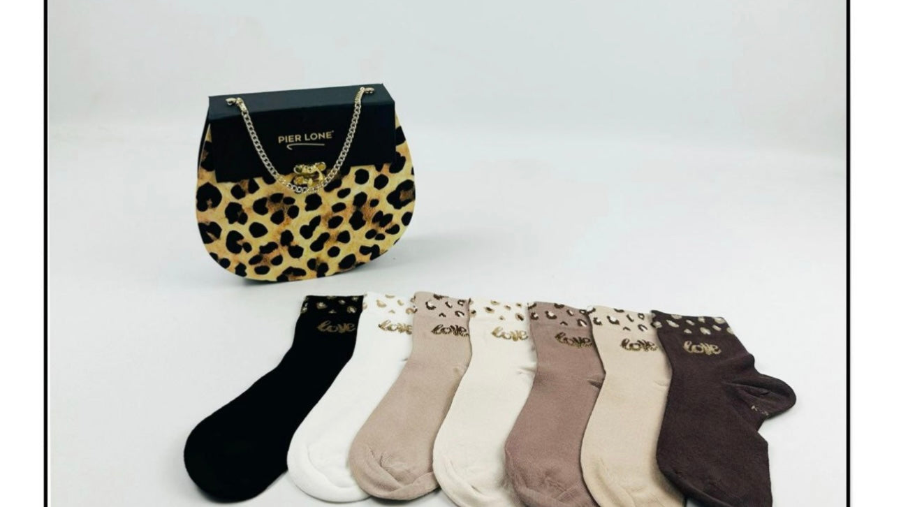 Pier Lone Gift Socks Box “Cheetah Bag”