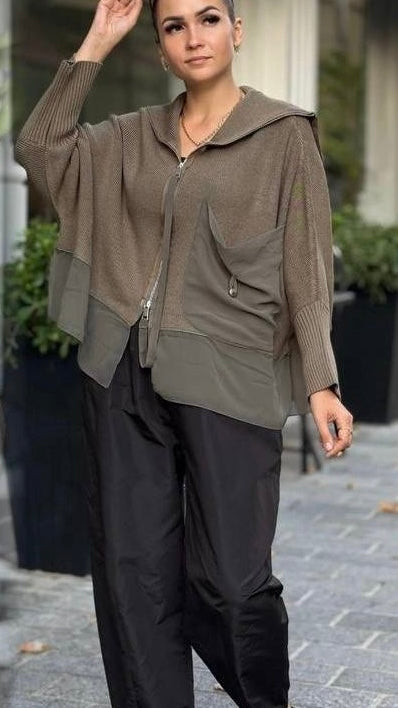 Bize Khaki Knitted Sweater