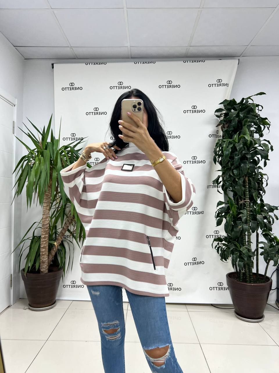 OneRetto Miralina High Neck 3/4 Sleeve Top