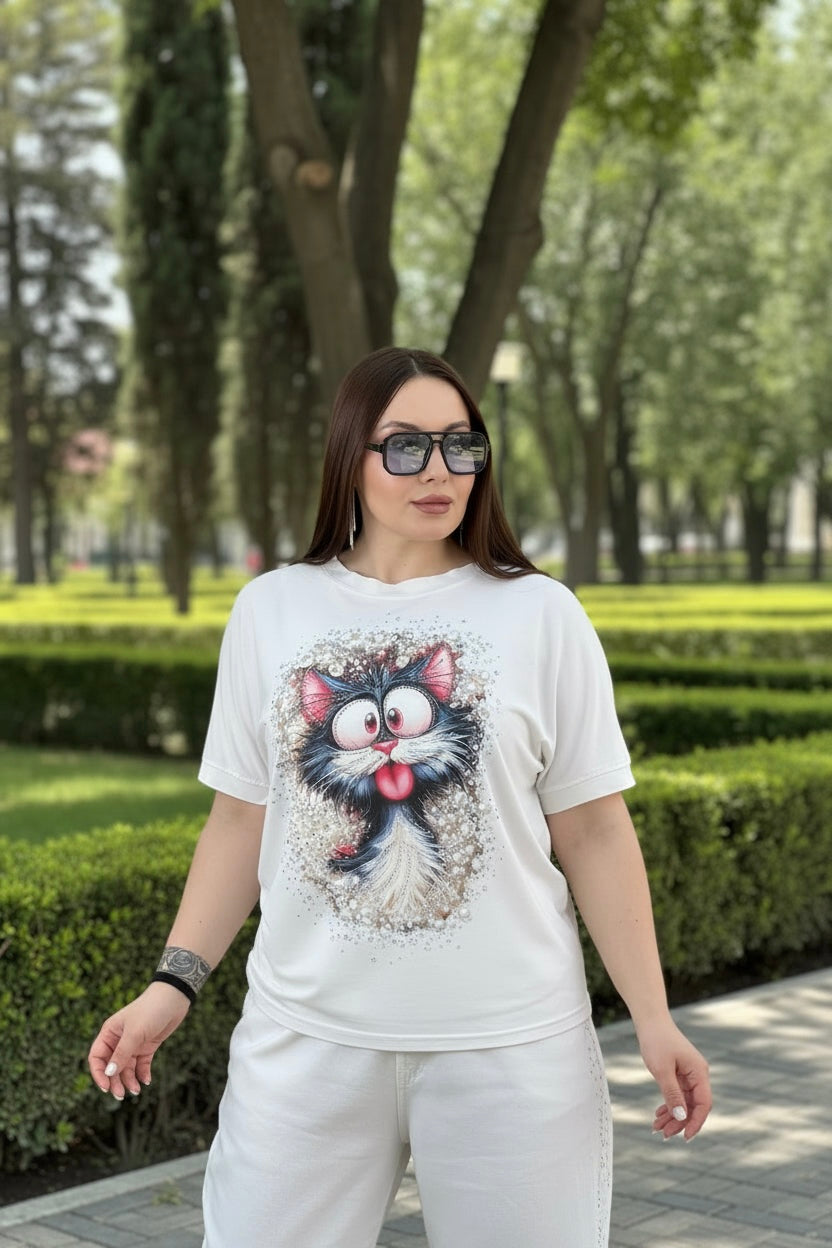 Playful Luxe Lounge Set – Artistic Graphic Two-Piece
