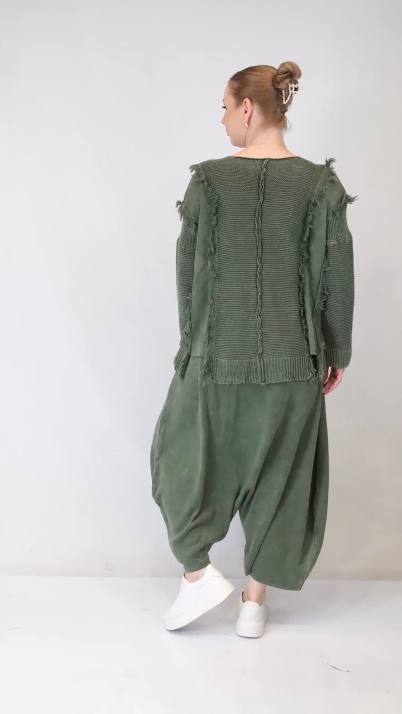 Maxlive Knitwear Top & Baggy Low-Crotch Pants Set