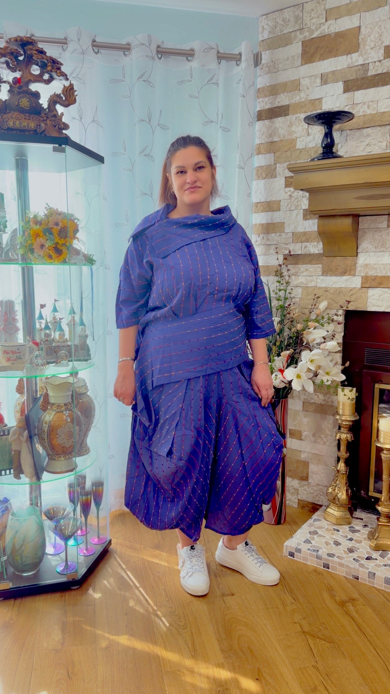 Indigo Luxe Draped 2-Piece Set