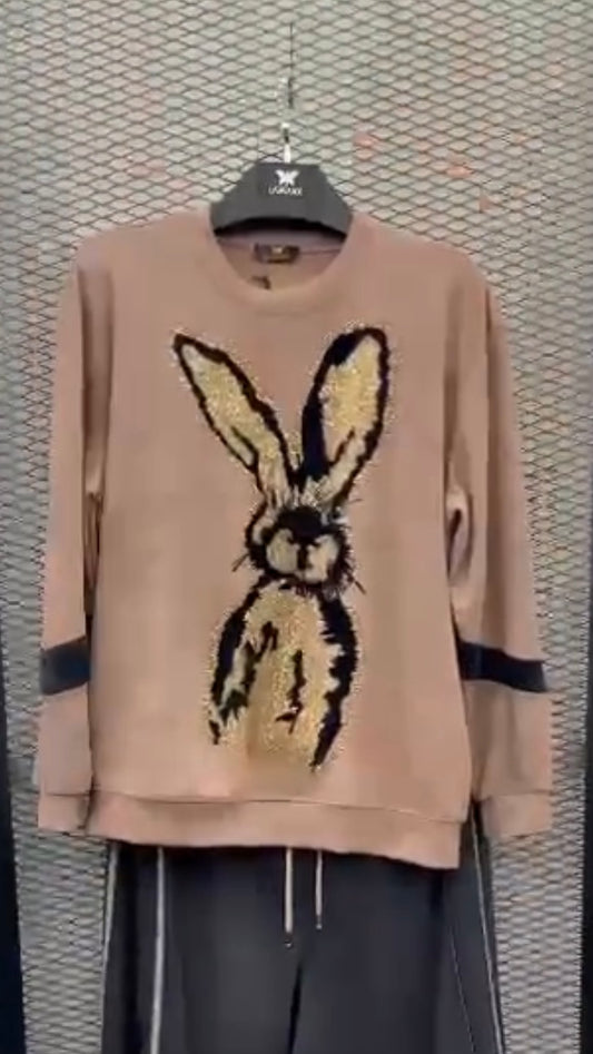 Lamaxx Bunny Top - Long Sleeve Top with Rabbit Graphic, Soft Fabric, Casual Style