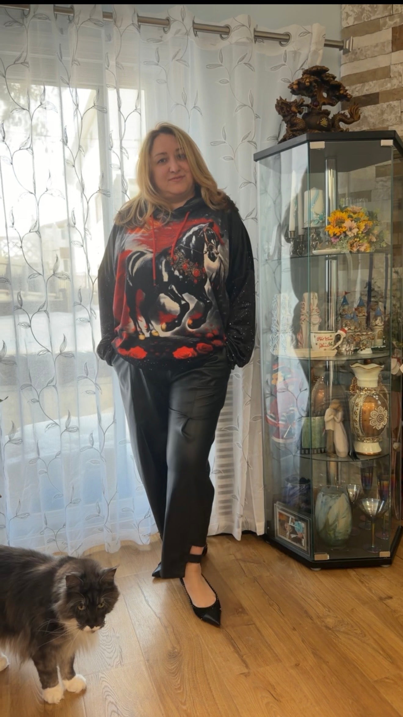 Plush Horse Print Hoodie – Cozy Statement Piece for Everyday Style