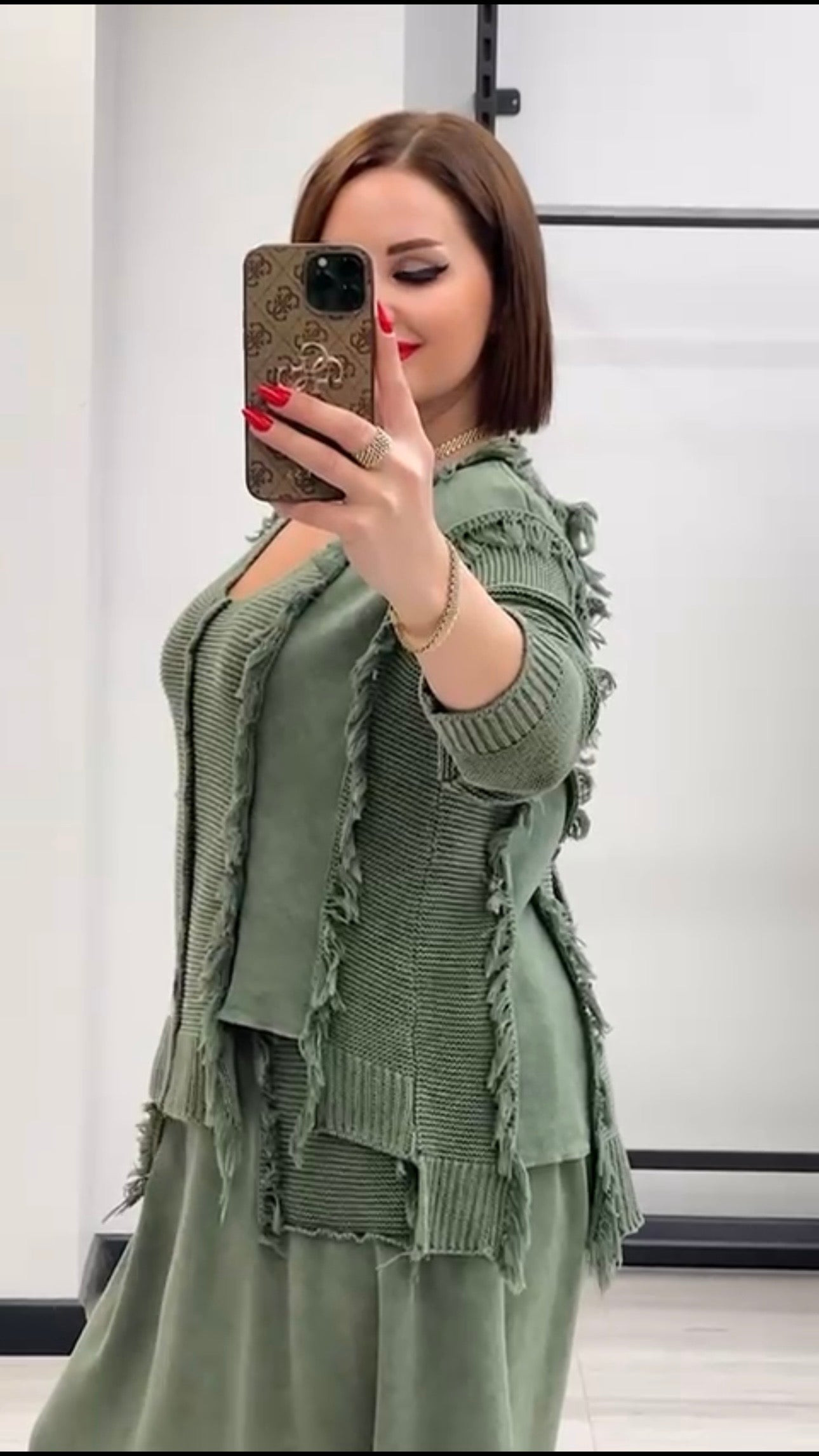 Maxlive Knitwear Top & Baggy Low-Crotch Pants Set