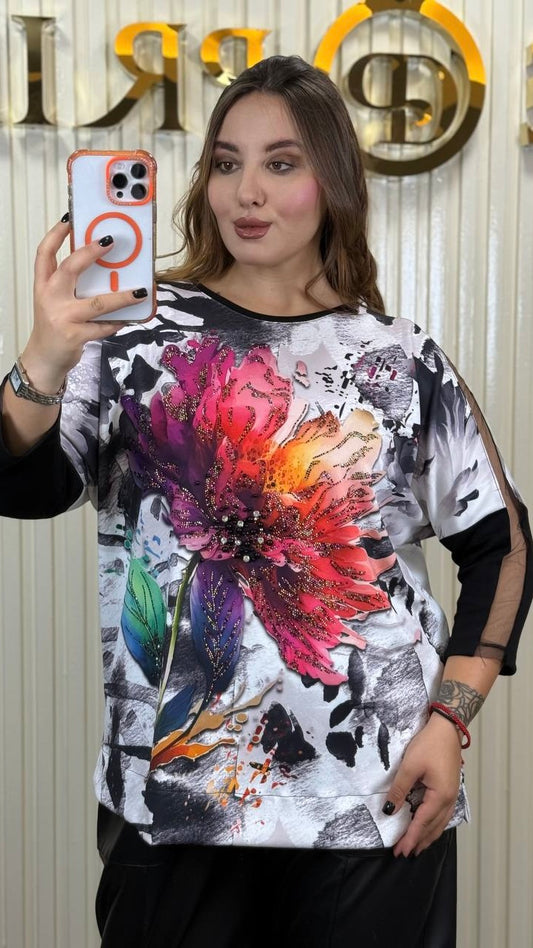 Amazing Bright Flower Blouse Top