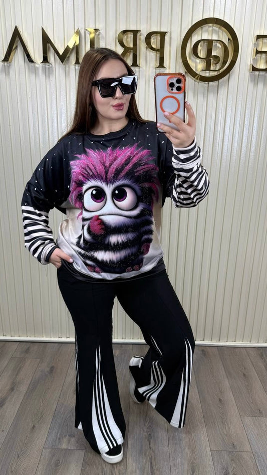 Cute Zhuzha Velour Long Sleeve Top – Soft Statement Piece